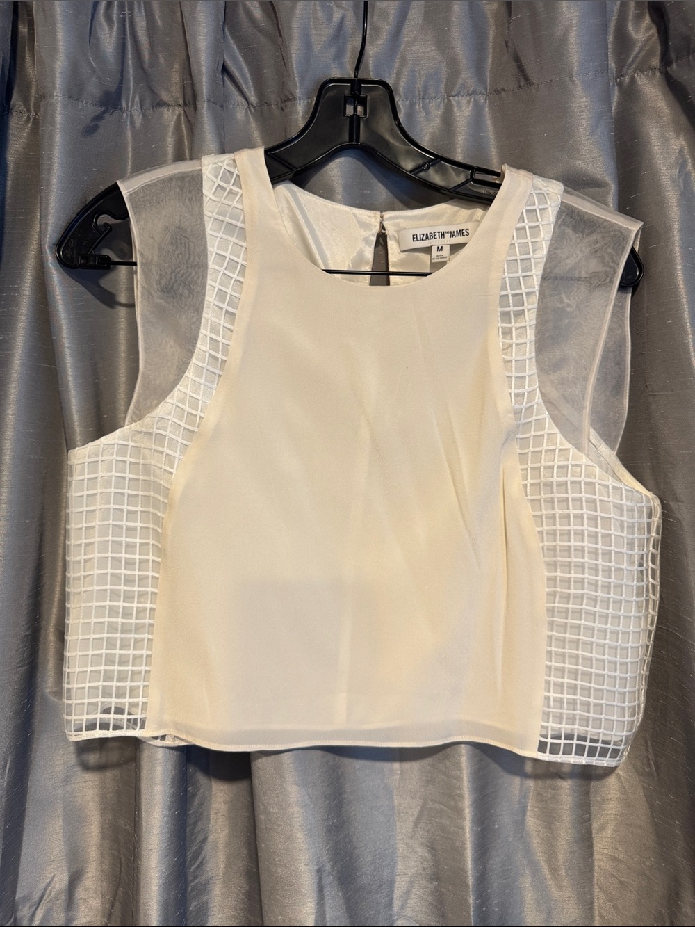 Elizabeth and James Silk & Mesh White Cropped Tank size Medium